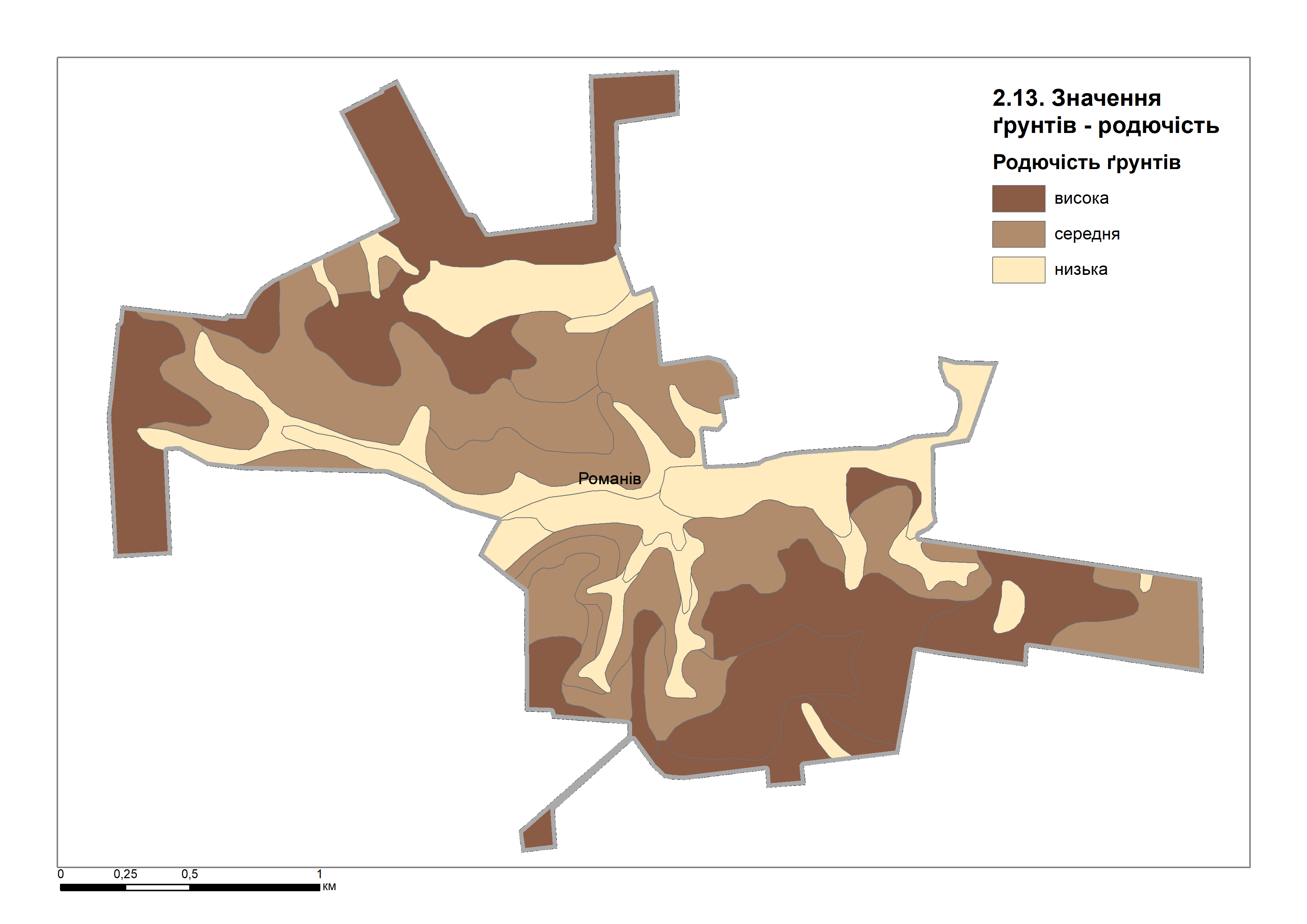 Значення грунтів за родючістю, с.Романів