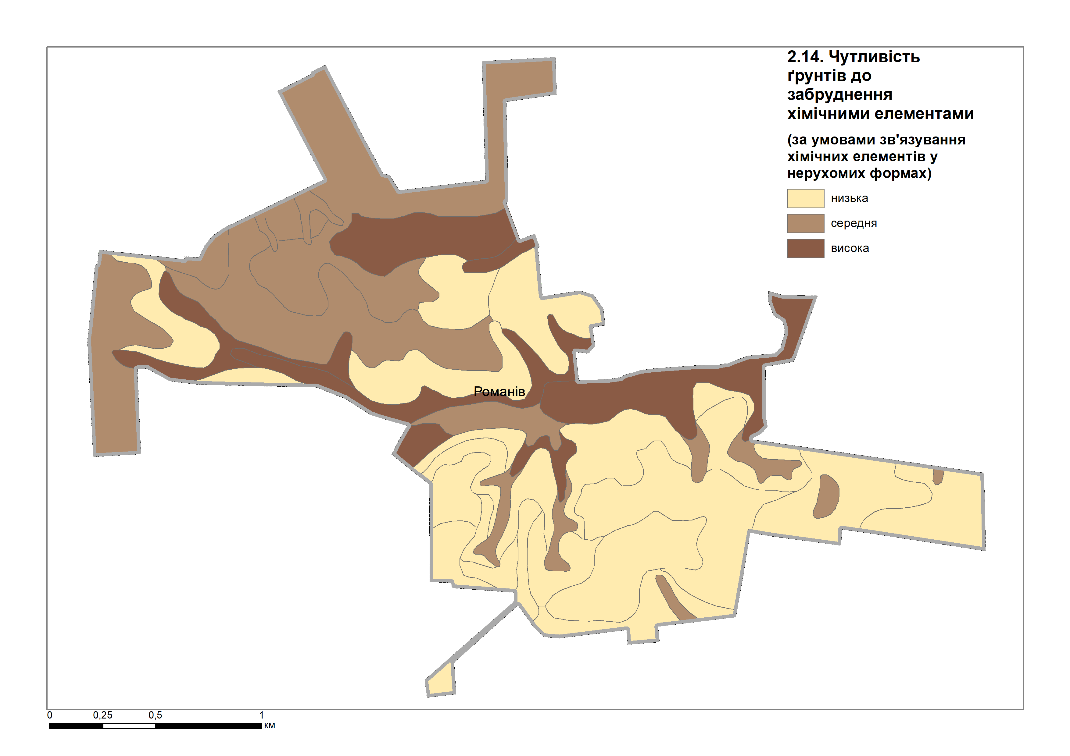 Чутливість грунтів до забруднення с.Романів